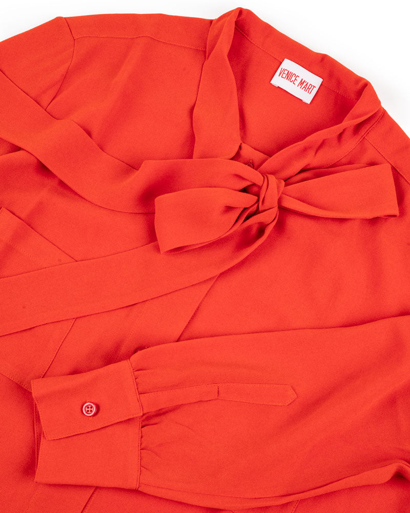 RIBBON BLOUSE in SABLE' VISCOSE