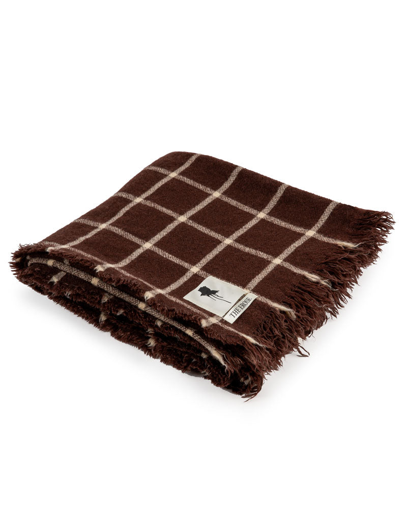 NATURAL BROWN CHECKERED BLANKET