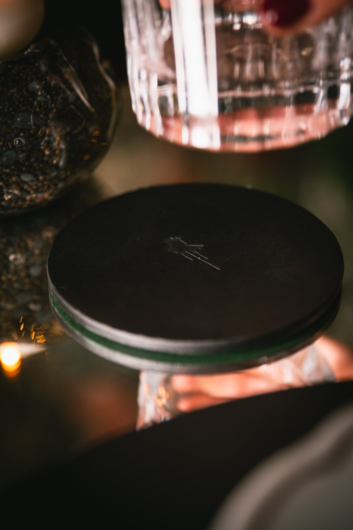 Matte Black Leather Coaster