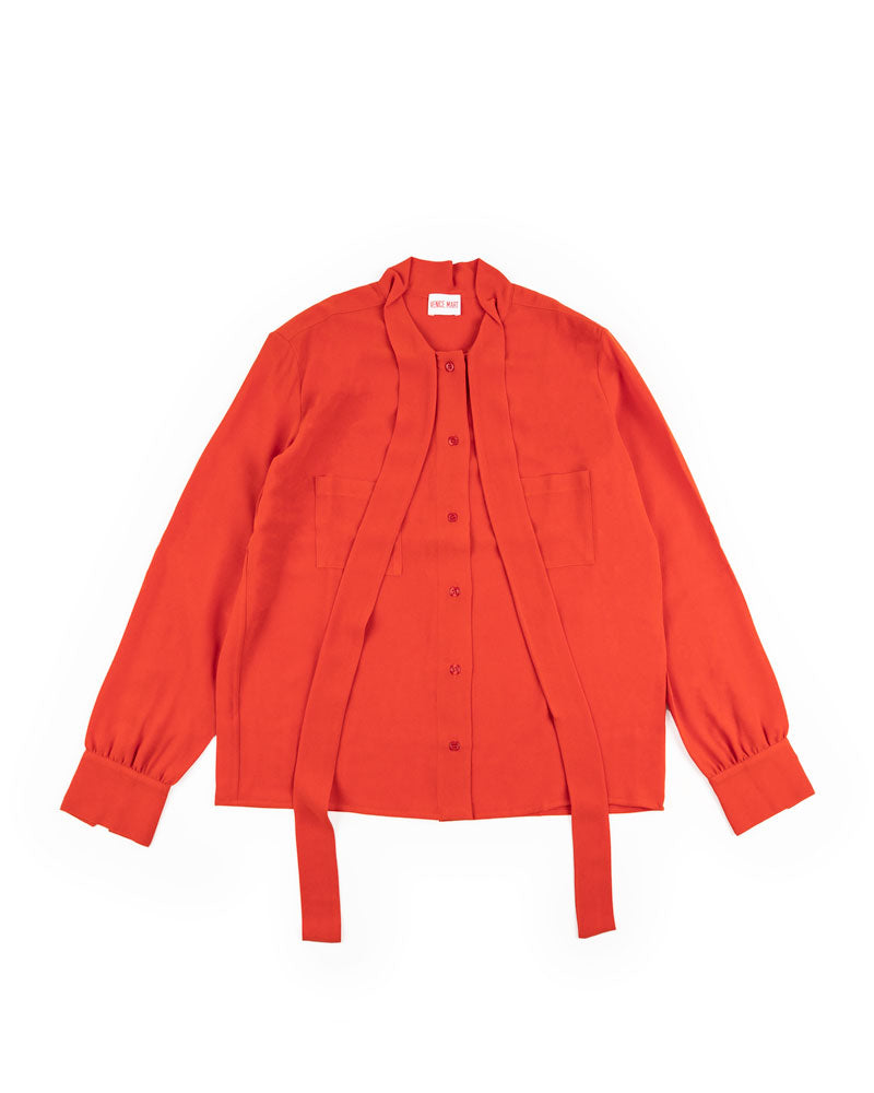 RIBBON BLOUSE in SABLE' VISCOSE 
