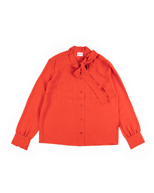 RIBBON BLOUSE in SABLE' VISCOSE 