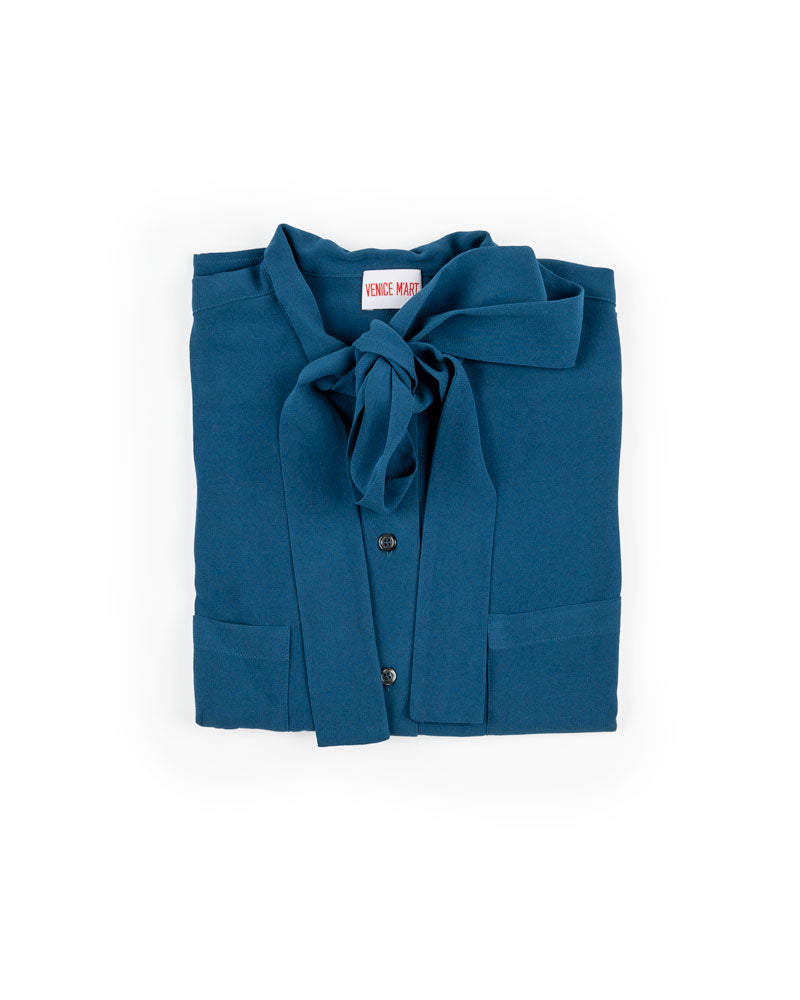 RIBBON BLOUSE in SABLE' VISCOSE 